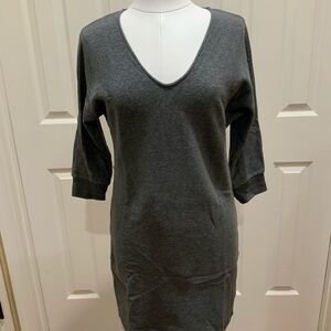 James Perse V-Neck Sweatshirt Dress